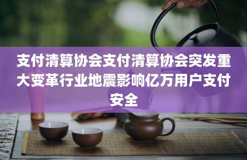 支付清算协会支付清算协会突发重大变革行业地震影响亿万用户支付安全