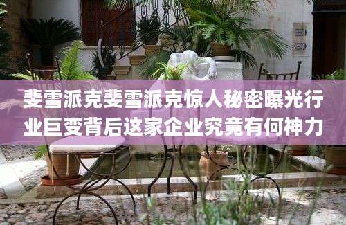 斐雪派克斐雪派克惊人秘密曝光行业巨变背后这家企业究竟有何神力