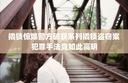 撬锁惊爆警方破获系列撬锁盗窃案犯罪手法竟如此高明